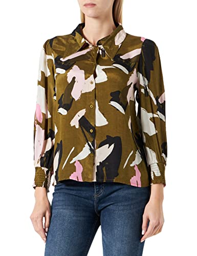 KAFFE Damen Kaninna Shirt Bluse, Lizard/Pink/Grafikdruck, 36 von KAFFE