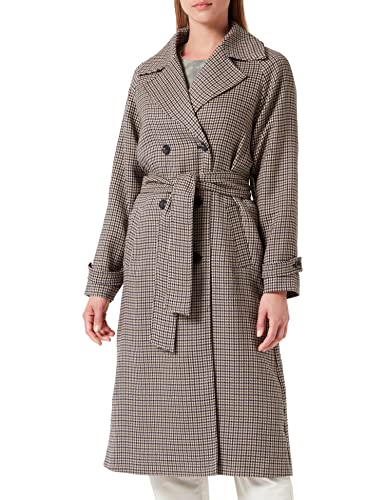 KAFFE Damen Kaolina Coat Trenchcoat, Houndstooth/Sand/Blue Check, 36 von KAFFE