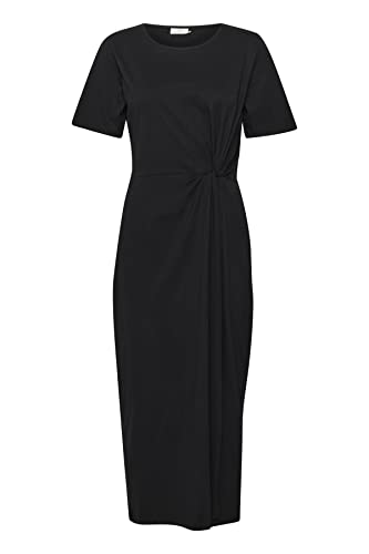 KAFFE Damen Kleid Midi Gathered Detail Shorts Sleeves Casual Night Out Dress, Black Deep, X-Large von KAFFE