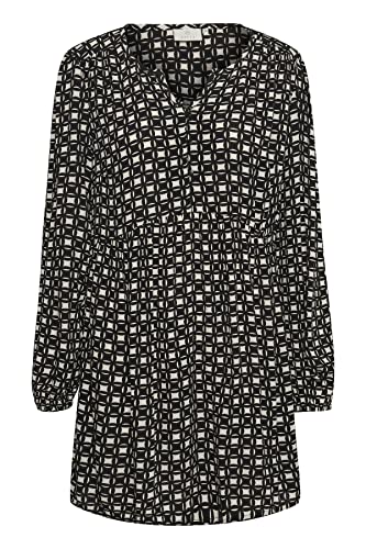 KAFFE Damen Langarm Regular Fit Kanilia Amber Tunika-Shirt, Schwarz/Kreide-Grafikdruck, 40 von KAFFE