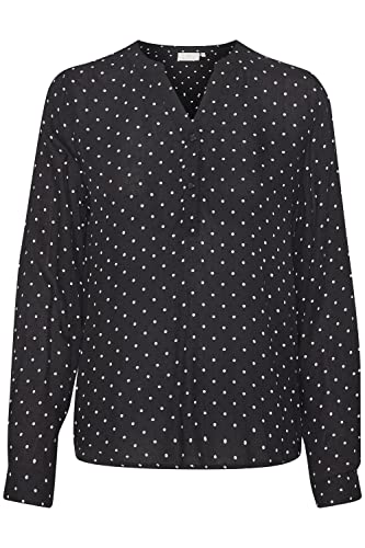 KAFFE Langarm-Bluse KAjoyce Damen Langarm Shirt Polka Dots V-Neck Punkte Bluse Black/White Dot 34 von KAFFE