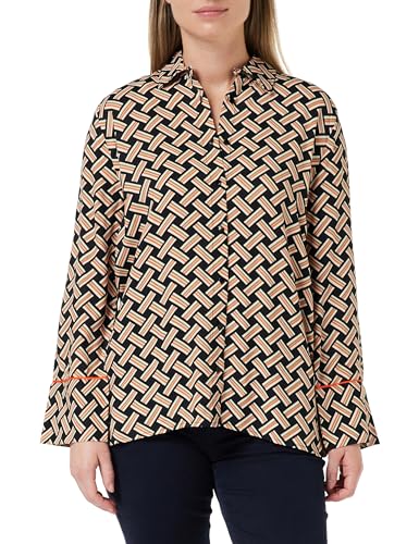 KAFFE Damen Langen Ärmeln, Loose Passform, Kaquin Shirt, Schwarz, Orange Grafic Print, 36 von KAFFE