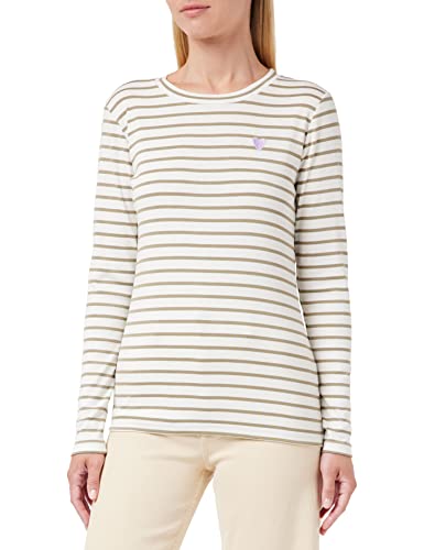 KAFFE Damen Liddy T-Shirt, Chalk/Mermaid Green Stripe, M von KAFFE