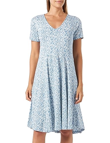 KAFFE Damen Midi Dress Floral Short Sleeves Lässiges Kleid, Blau/Chalk Flower Print, X-Small von KAFFE