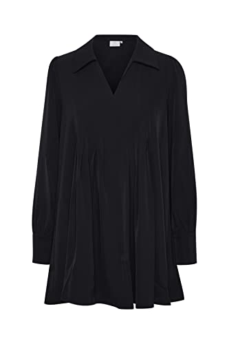 KAFFE Damen Mini Lange Ärmel Loose Fit V-Ausschnitt mit Shirt Halskette Kleid, Black Deep, 40 von KAFFE