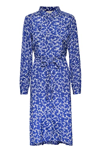 Kaffe Damen Print Langarm Unterhalb des Knies Lässiges Kleid, Blauer zweifarbiger Blumendruck, 38 von KAFFE