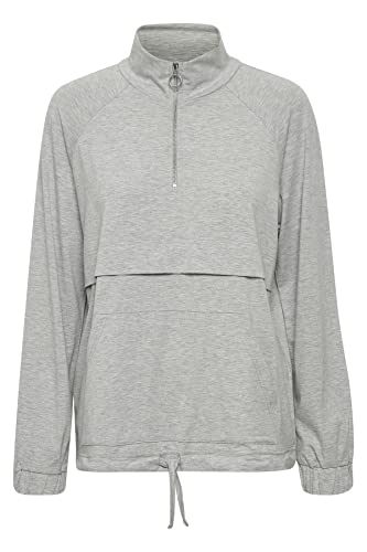 KAFFE Damen Pullover Langarm Half Zip Sweatshirt Damen Pullover Langarm Half Zip Sweatshirt Light Grey Melange L von KAFFE