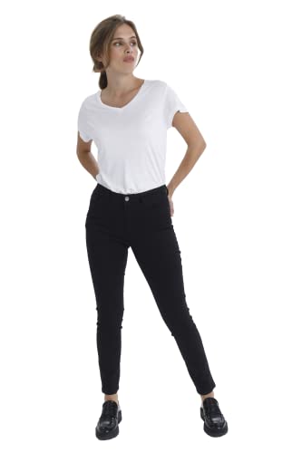 KAFFE Jeans KAvicky Damen Skinny Jeans Slim Fit Hose mit Hoher Taille Stretch Black Deep 34 von KAFFE