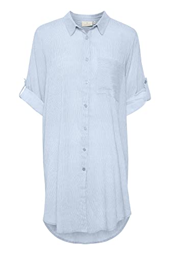 KAFFE Damen T, Dress 3/4 Ärmel, Tunika, Casual, lang Tunic Shirt, Cashmere Blue/Chalk Stripe, 38 von KAFFE