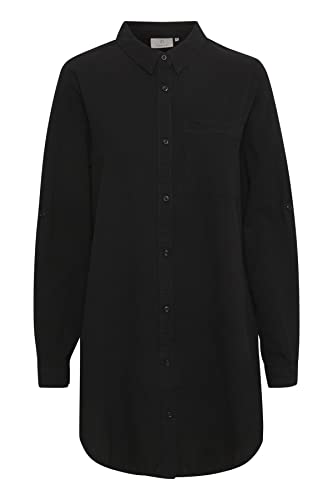 KAFFE KAnaya Shirt Tunic Damen Hemd Langarm Kragen Lang Casual Hemdbluse Black Deep 34 von KAFFE