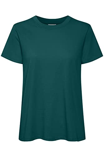 KAFFE T-Shirt KAmarin Damen T-Shirt Kurzarm Top Casual Basic Einfarbig Rundhals Deep Teal L von KAFFE