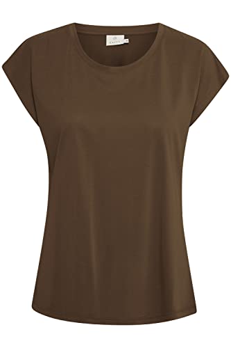 KAFFE T-Shirt KAlise Damen T-Shirt Kurzarm Basic Rundhals Einfarbiges Top Toffee XL von KAFFE