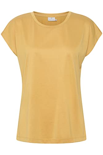 KAFFE T-Shirt KAlise Damen T-Shirt Kurzarm Basic Rundhals Einfarbiges Top Golden Apricot M von KAFFE