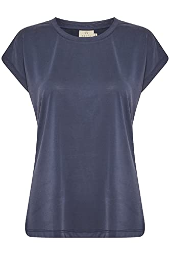 KAFFE T-Shirt KAlise Damen T-Shirt Kurzarm Basic Rundhals Einfarbiges Top Midnight Marine XL von KAFFE