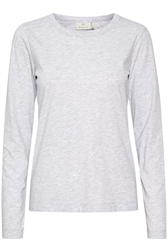 KAFFE Langarm-Shirt KAmarin Damen T-Shirt Langarm Casual Basic Einfarbig Langarmshirt Light Grey Melange L von KAFFE