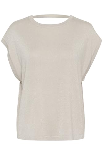 KAFFE Damen Women's Cap Sleeves Relaxed Fit Round Neck Light Knit Low Back Pullover, Feather Gray, Small von KAFFE