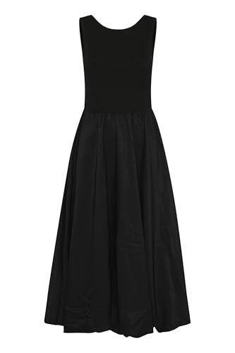 KAFFE Damen Women's Dress Sleeveless Boat Neck Fit and Flare Pockets Midi Length Kleid, Tiefschwarz, X-Large von KAFFE