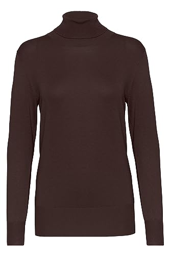 KAFFE Damen Women's Rollneck T-Shirt Long Sleeves Slim Fit Hip Length Rib Edges Pullover, Java, XL von KAFFE