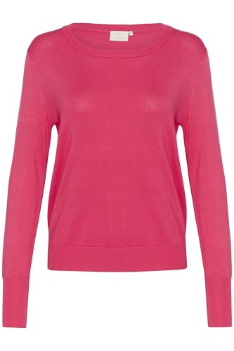 KAFFE Damen Women's Round Neck Long Sleeves Regular Fit Hip Length Pullover, Himbeere, Large von KAFFE
