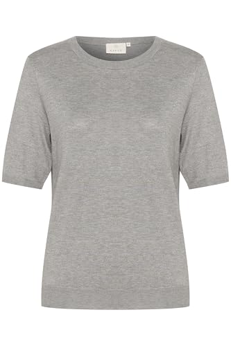 KAFFE Damen Women's Short Sleeves Round Neck Regular Fit Hip Length Pullover, Grau, Small von KAFFE