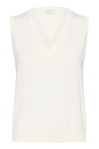 KAFFE Damen Women's Slipover Vest V-Neck Regular Fit Light Knit Hip Length Pullover, Chalk, XXL von KAFFE