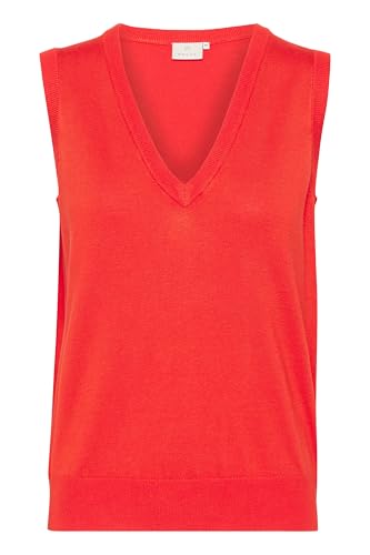 KAFFE Damen Women's Slipover Vest V-Neck Regular Fit Light Knit Hip Length Pullover, Grenadine, XL von KAFFE