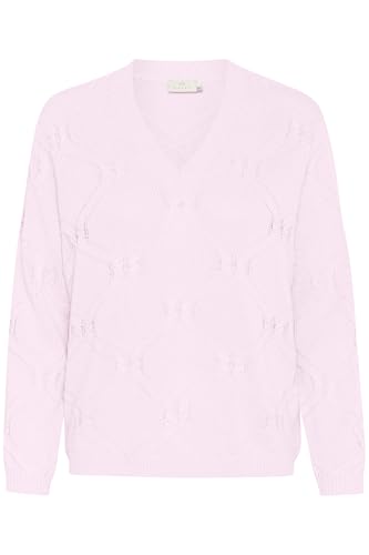 KAFFE Damen Women's V-Neck Regular Fit Long Sleeves Patterned Knit Hip Length Pullover, Lilac Snow, Medium von KAFFE