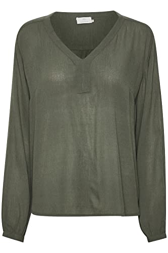 KAFFE Damen Women's V-Neck with Long Sleeves Regular Fit Blouse, Grape Leaf, 34 von KAFFE