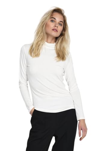 KAFFE Langarm-Shirt Yoko Damen Langarmshirt Rolllkragen Pullover Basic Slim Fit Top Chalk M von KAFFE