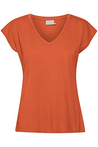 KAFFE Damen kurzen Ärmeln, Relaxed Fit Kalise T-Shirt, Vermillion Orange, XS von KAFFE