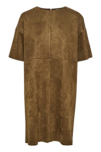 KAFFE Damen kurzen Ärmeln, Rundhalsausschnitt Lässiges Kleid, karamellfarben, 44 von KAFFE