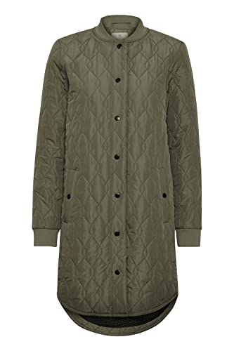 KAFFE Jacke KAshally Damen Jacke Gesteppte Lange Mantel Langarm mit Knöpfen Steppjacke 34, Grape Leaf 34 von KAFFE