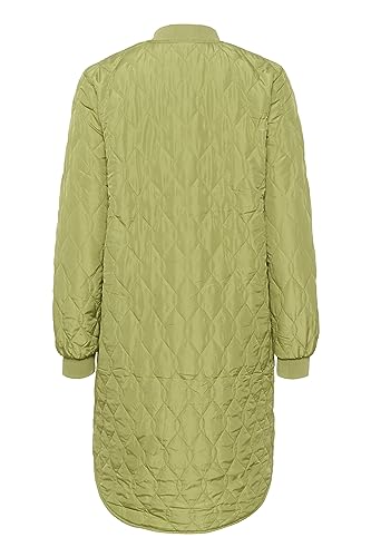 KAFFE Jacke KAshally Damen Jacke Gesteppte Lange Mantel Langarm mit Knöpfen Steppjacke 42, Mosstone 42 von KAFFE