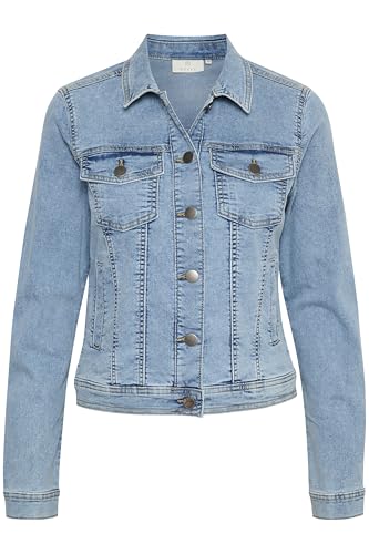KAFFE Jacke KAvicky Damen Jeansjacke Leichte Denim Übergangs Jacke 36, Light Blue Washed Denim 36 von KAFFE