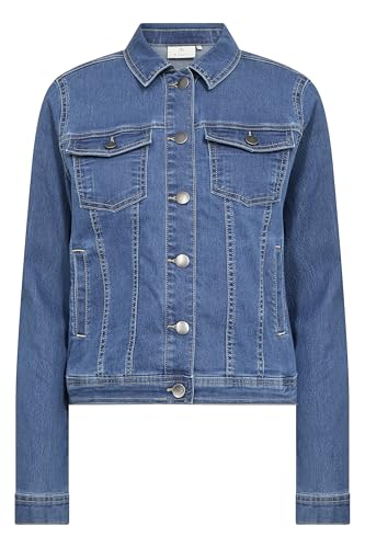 KAFFE Jacke KAvicky Damen Jeansjacke Leichte Denim Übergangs Jacke 34, Medium Blue Denim 34 von KAFFE