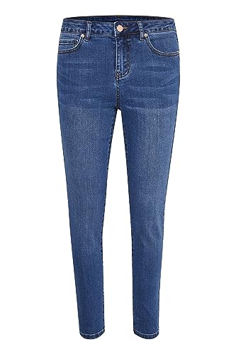 KAFFE Jeans KAsinem Damen Jeans 7/8 Slim Fit High Waist Jeanshose Hose 44, Medium Blue Denim 44 von KAFFE