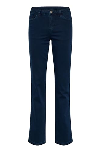 KAFFE Jeans KAvicky Damen Jeans Jeanshose Straight mit Geradem Bein Hose mit Hoher Bund Dark Blue Denim 40 von KAFFE