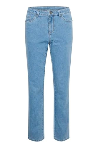 KAFFE Jeans KAvicky Damen Jeans Jeanshose Straight mit Geradem Bein Hose mit Hoher Bund Light Blue Washed Denim 40 von KAFFE