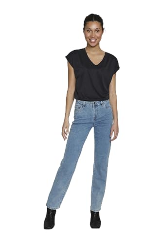 KAFFE Jeans KAvicky Damen Jeans Jeanshose Straight mit Geradem Bein Hose mit Hoher Bund Light Blue Washed Denim 44 von KAFFE