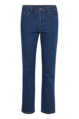 KAFFE Jeans KAvicky Damen Jeans Jeanshose Straight mit Geradem Bein Hose mit Hoher Bund Medium Blue Washed Denim 40 von KAFFE