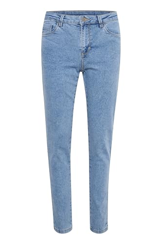 KAFFE Jeans KAvicky Damen Skinny Jeans Slim Fit Hose mit Hoher Taille Stretch 44, Light Blue Washed Denim 44 von KAFFE