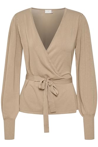 KAFFE Strickjacke KAanno Damen Strikjacke Langarm Wrap Cardigan Wickeljacke XL, Feather Gray Melange XL von KAFFE