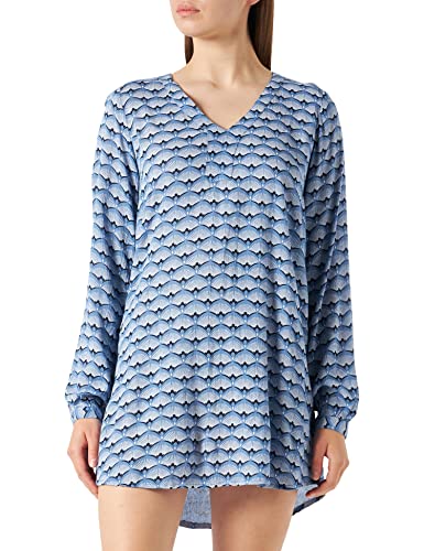 KAFFE Tunika KAbellen Damen Tunika V-Ausschnitt Oberteil Print Shirt Blue Tone Fan Print 38 von KAFFE