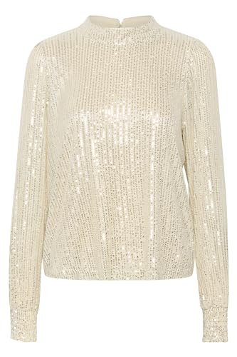 KAFFE Langarm-Bluse KAbolette Damen Pailletten Bluse Langarm Party Shirt Festliche Cocktail Oberteil Elegant Glitzer Sand Dollar/Silver Sequins S von KAFFE