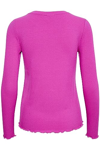 KAFFE KAdrew LS T-Shirt Damen Langarmshirt Slim Fit Pullover Shirt Lang arm Rundhalsausschnitt Fuchsia Red XXL von KAFFE