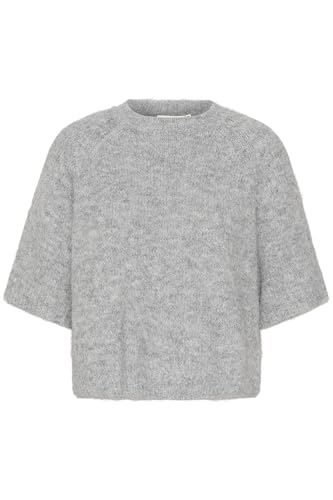 KAFFE Strickpullover KAemilie Damen Strickpullover Kurzarm Rundhals Pullover Pulli Herbst Lose Sweatshirt Warm Langarmshirt Strick Oberteile Grey Melange M von KAFFE
