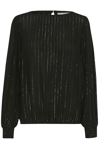 KAFFE KAliv Blouse Damen Bluse Rundhals Langarm Glitzer Oberteil Elegant Oberteile Party Top Black Deep 36 von KAFFE