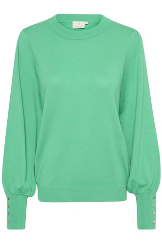 KAFFE KAlizza Round Neck Knit Pullover Buttons Damen Strickpullover Langarm Rundhals Mode Pulli Gumdrop Green L von KAFFE