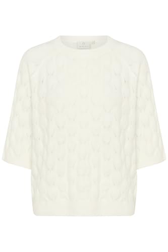KAFFE KAmalene Knit Pullover Damen Strickpullover Kurzarm Rundhals Pullover Knit Pulli Herbst Winter Einfarbig Oberteile Chalk L von KAFFE