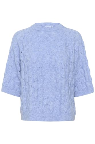 KAFFE KAmalene Knit Pullover Damen Strickpullover Kurzarm Rundhals Pullover Knit Pulli Herbst Winter Einfarbig Oberteile Vista Blue Melange L von KAFFE